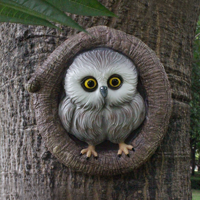 Simulated Owl Tree Resin Ornament Decoration