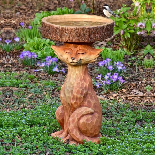 Puppy Raccoon Sunflower Garden Resin Bird Feeder