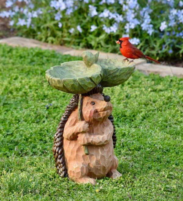Puppy Raccoon Sunflower Garden Resin Bird Feeder