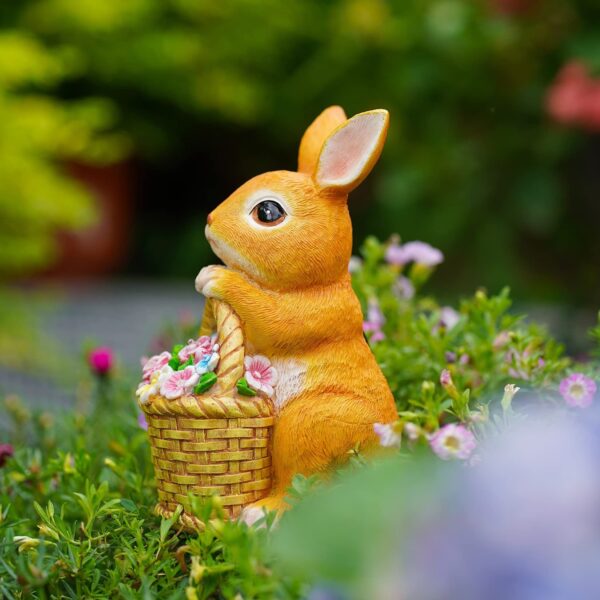 Rabbit Basket Solar-powered Garden Courtyard Resin Craft