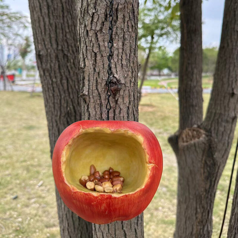 Apple Resin Bird Feeder Outdoor Garden Courtyard Tree Pendant Decoration Craft Feeder