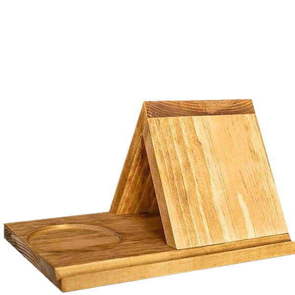 Wooden Triangular Bookshelf With Drink Holder