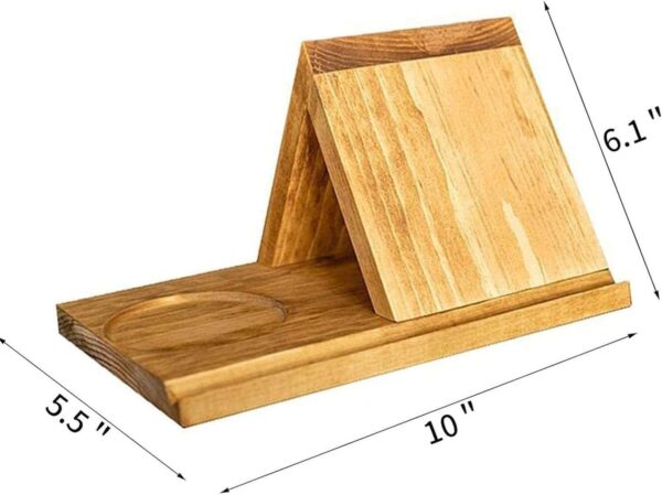 Wooden Triangular Bookshelf With Drink Holder
