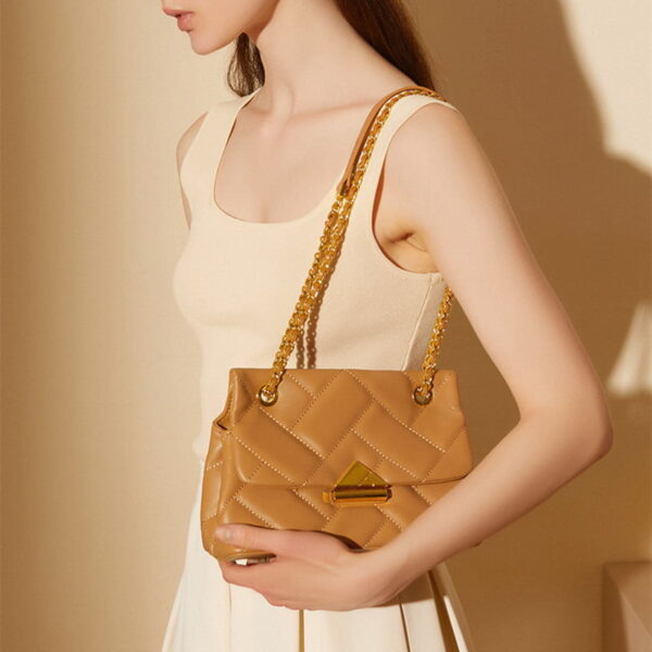 Genuine First-layer Cowhide Rhombus Chain Handbag Crossbody Bag