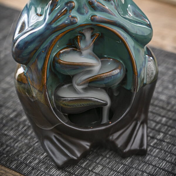 Frog Blue Ceramic Backflow Incense Burner