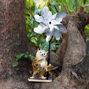 Owl Resin Ornament Garden Windmill Decoration