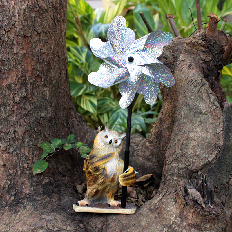 Owl Resin Ornament Garden Windmill Decoration