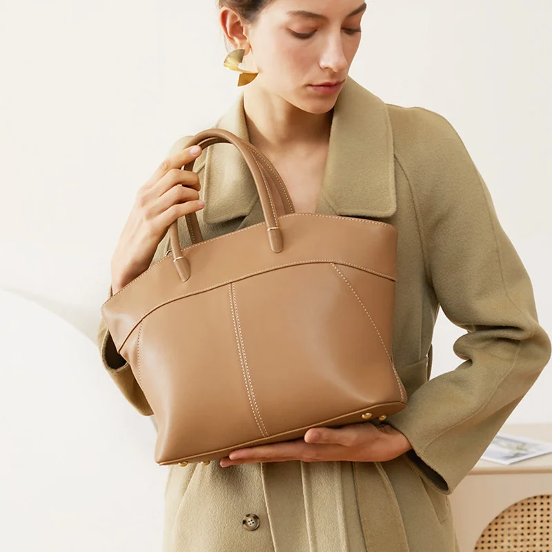 Cowhide Genuine Leather Handbag Large Capacity Crossbody Bag Tote Bag