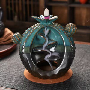 Cactus Shape Ceramic Waterfall Backflow Incense Burner Cactus Shape Ceramic Waterfall Backflow Incense Burner