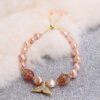 Natural Pearl Bracelet Baroque Pink Crystal Mermaid Tail Bracelet