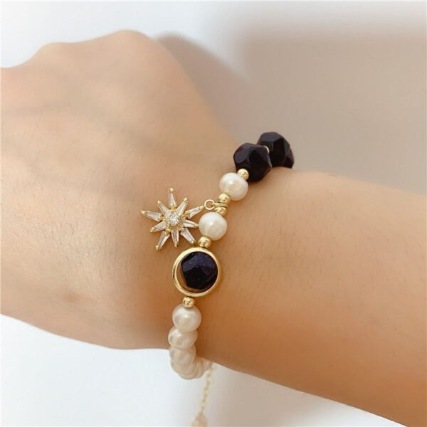 Freshwater Pearl Bracelet 14K Gold Star Sky Blue Sandstone Faceted Crystal Bracelet Freshwater Pearl Bracelet 14K Gold Star Sky Blue Sandstone Faceted Crystal Bracelet