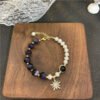 Freshwater Pearl Bracelet 14K Gold Star Sky Blue Sandstone Faceted Crystal Bracelet - Image 4