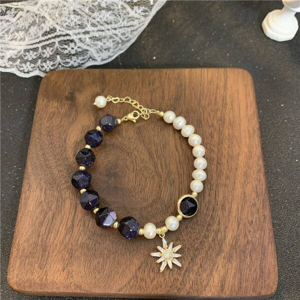 21587719608_1205659090 Freshwater Pearl Bracelet 14K Gold Star Sky Blue Sandstone Faceted Crystal Bracelet