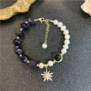 Freshwater Pearl Bracelet 14K Gold Star Sky Blue Sandstone Faceted Crystal Bracelet Freshwater Pearl Bracelet 14K Gold Star Sky Blue Sandstone Faceted Crystal Bracelet
