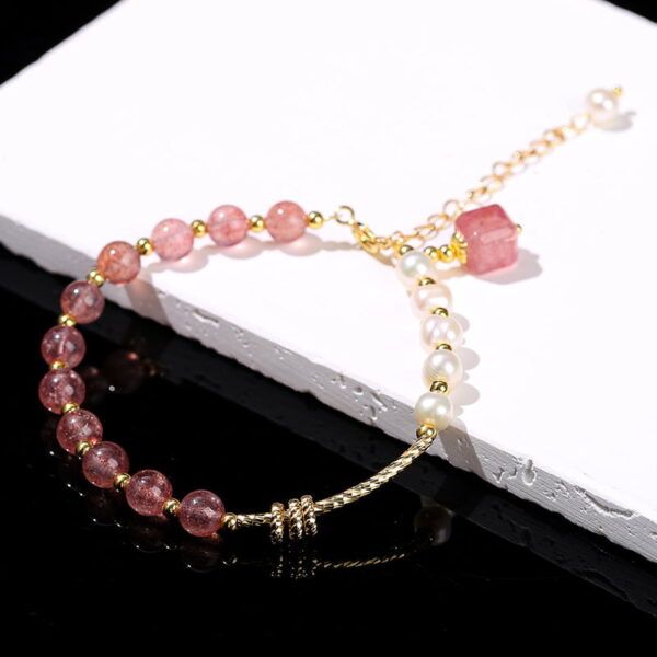Natural Strawberry Crystal Bracelet Natural Pearl Bracelet