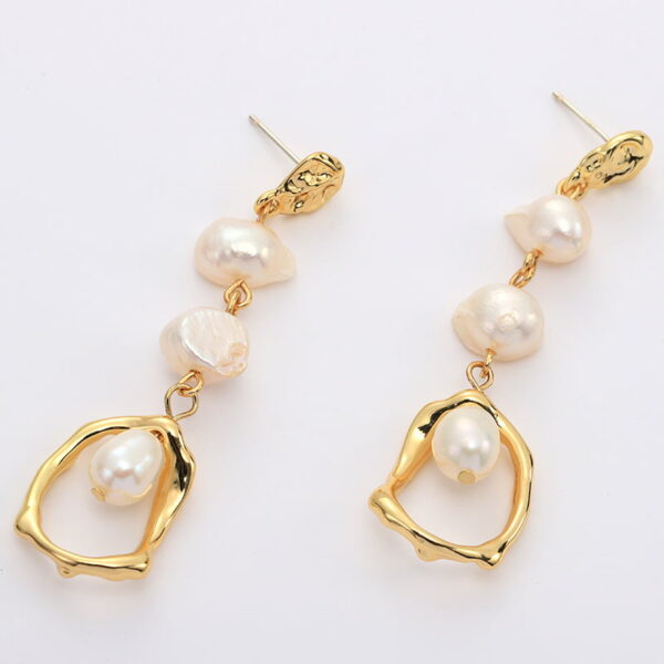 Geometric Natural Freshwater Pearl S925 Silver Earrings