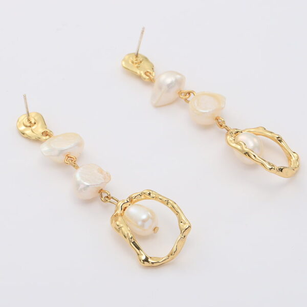 Geometric Natural Freshwater Pearl S925 Silver Earrings