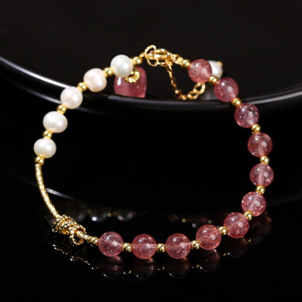 Natural Strawberry Crystal Bracelet Natural Pearl Bracelet
