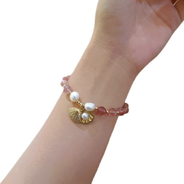 Natural Freshwater Pearl Strawberry Crystal Shell Bracelet