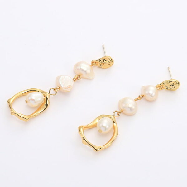 Geometric Natural Freshwater Pearl S925 Silver Earrings
