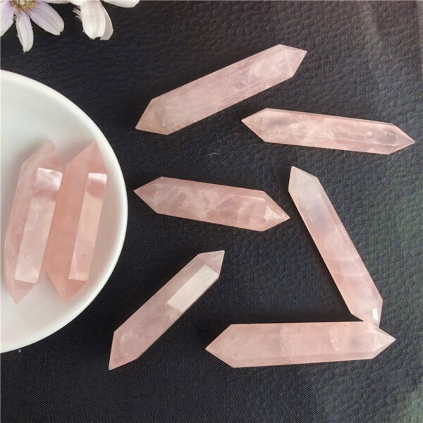 Natural Rose Quartz Double Pointed Column