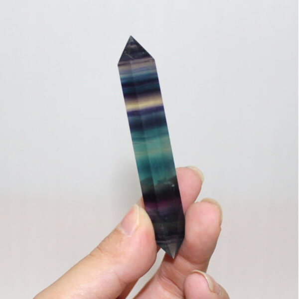 Natural Colorful Fluorite Double Pointed Crystal Column Fluorite Hexagonal Crystal Rough Stone