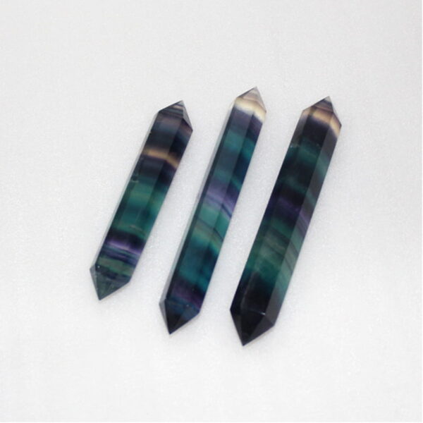 Natural Colorful Fluorite Double Pointed Crystal Hexagonal Column