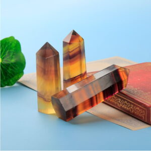 Natural Yellow Fluorite Crystal Column Single Point Crystal Hexagonal Prism Natural Yellow Fluorite Crystal Column Single Point Crystal Hexagonal Prism