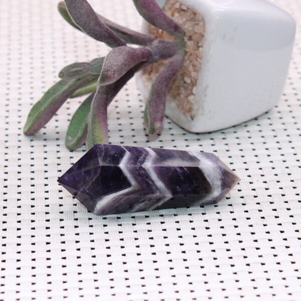 Natural Crystal Dream Amethyst Double Pointed Hexagonal Prism Rough Stone