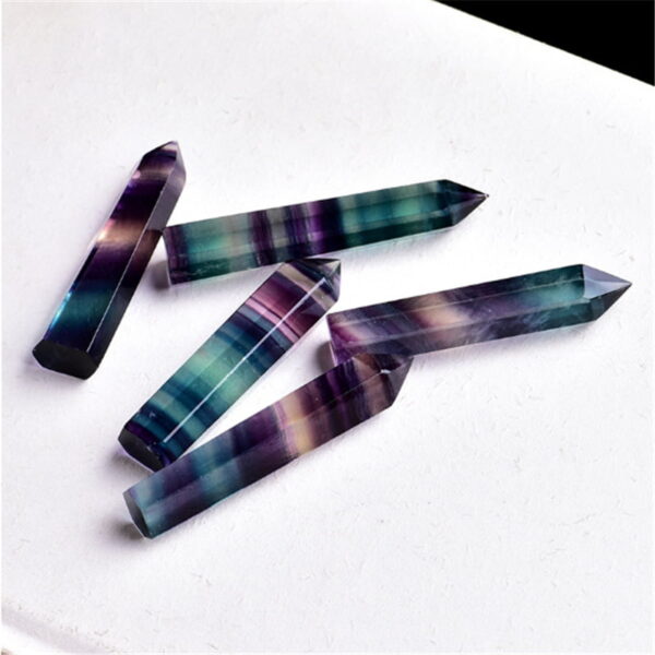 Natural Colorful Fluorite Crystal Column Fluorite Single Pointed Hexagonal Column Rough Stone