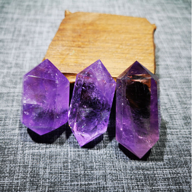 Natural Amethyst Double Pointed Hexagonal Amethyst Craft