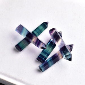 Natural Colorful Fluorite Crystal Column Fluorite Single Pointed Hexagonal Column Rough Stone