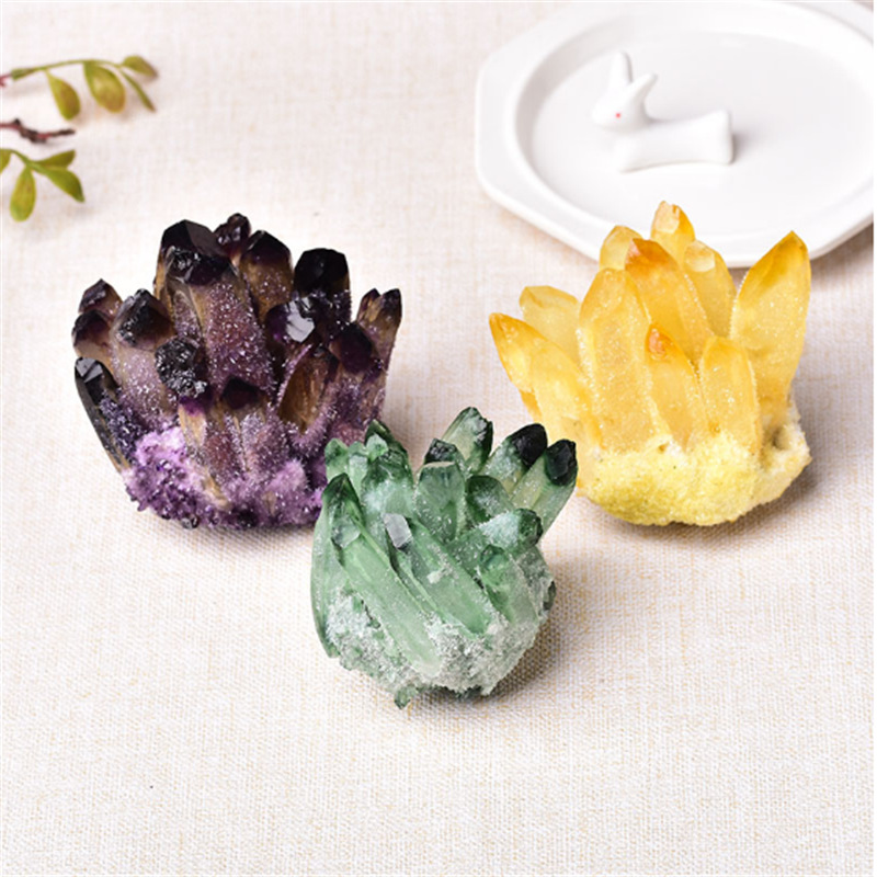 Natural Citrine Green Crystal Amethyst Crystal Cluster Raw Stone