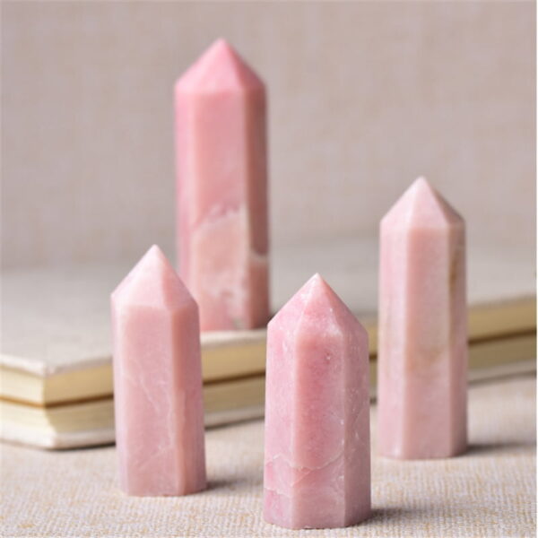 Natural Crystal Column Pink Opal Single Pointed Hexagonal Column Pink Crystal Raw Stone Home Decoration Ornament