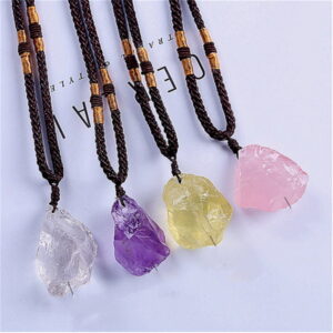 Natural Irregular Amethyst Pink Quartz Citrine White Crystal Rough Stone Pendant Necklace Natural Irregular Amethyst Pink Quartz Citrine White Crystal Rough Stone Pendant Necklace