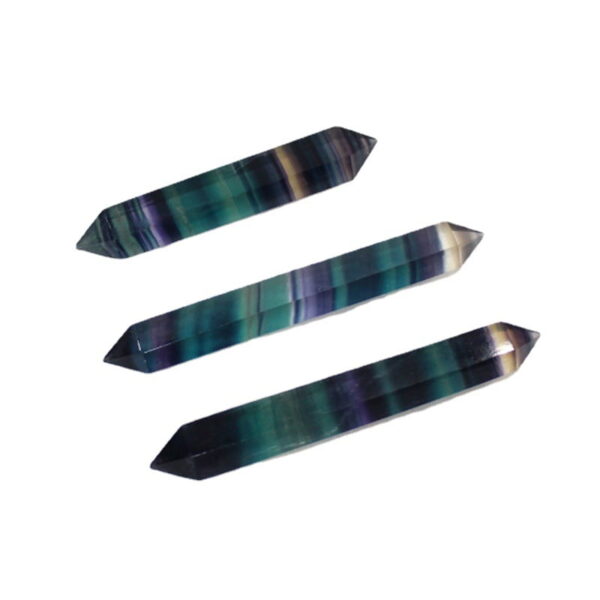 Natural Colorful Fluorite Double Pointed Crystal Hexagonal Column
