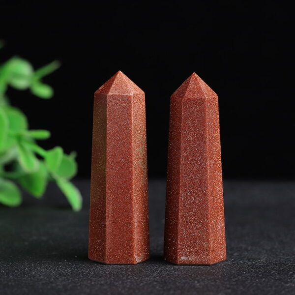 Natural Gold Sand Stone Single Pointed Hexagonal Prism