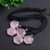 Natural Rose Quartz Hexagram Pendant Necklace - Image 2