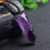 Natural Amethyst Single Pointed Hexagonal Prism Raw Stone Pendant Necklace Natural Amethyst Single Pointed Hexagonal Prism Raw Stone Pendant Necklace