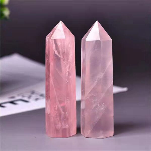 Rose Quartz Single Point Hexagonal Prism Rough Stone
