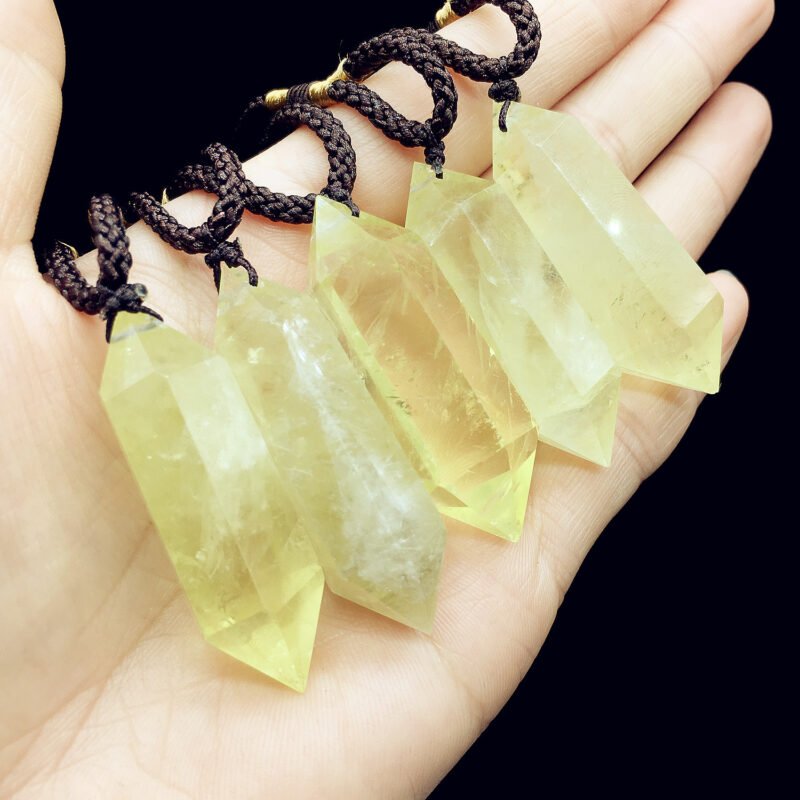 Natural Citrine Crystal Hexagonal Prism Pendant Necklace - Image 3