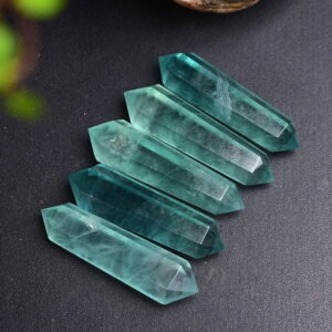 Natural Crystal Green Fluorite Double Pointed Column Hexagonal Crystal Column Rough Stone