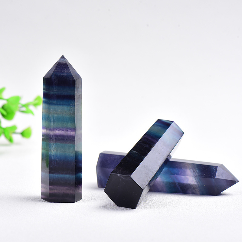 Natural Colorful Fluorite Hexagonal Single Point Crystal