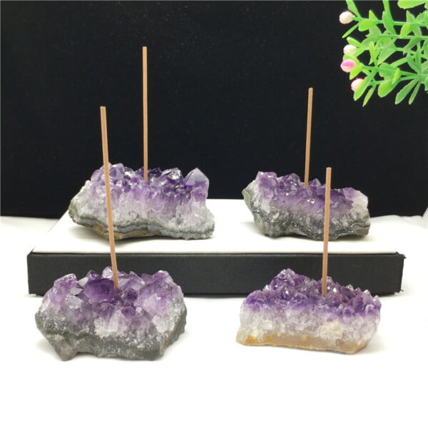 Natural Amethyst Block Incense Holder