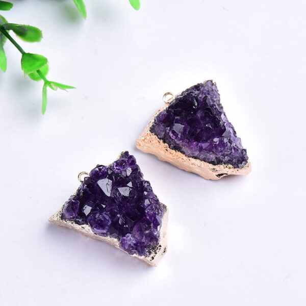 Natural Amethyst Cluster Raw Stone Pendant