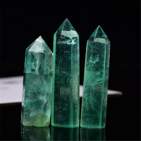 Natural Green Fluorite Crystal Hexagonal Column Raw Stone