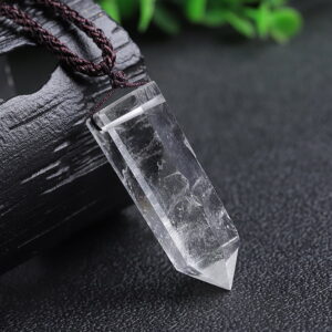 Natural white crystal single pointed hexagonal prism pendant necklace Natural white crystal single pointed hexagonal prism pendant necklace