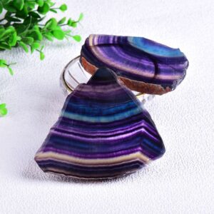 Natural Colorful Fluorite Slice Stripes Colorful Rainbow Fluorite Slice Ornaments Irregular Shape Crystal Rough Stone