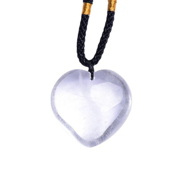 Natural White Crystal Heart Shaped Crystal Pendant Necklace