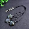 Natural Labradorite Hexagram Pendant Necklace